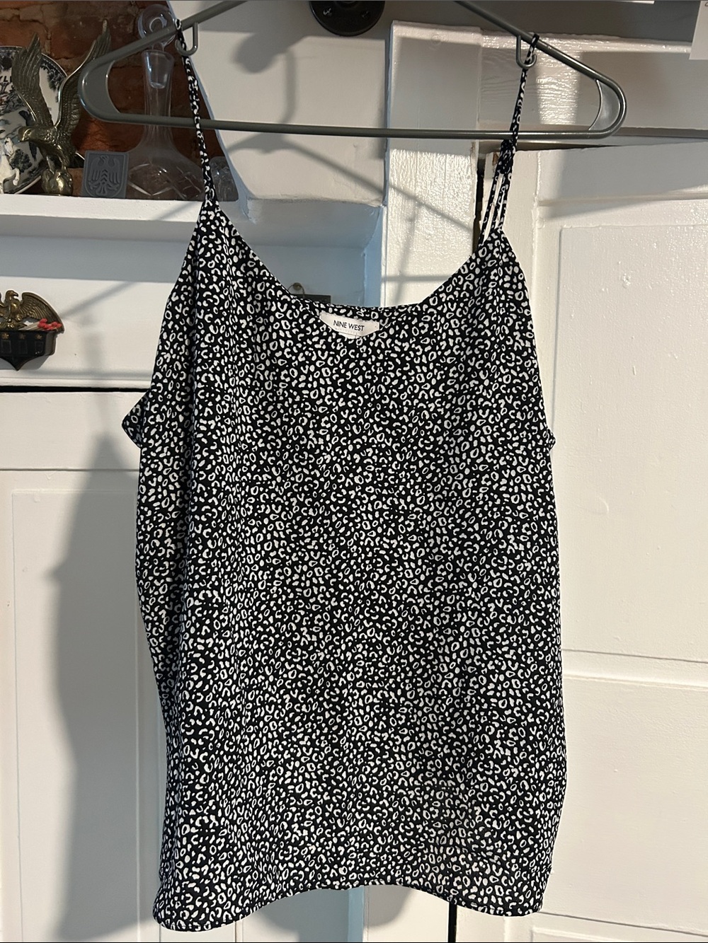 Nine West Black & White Leopard-Print Spaghetti Strap Camisole